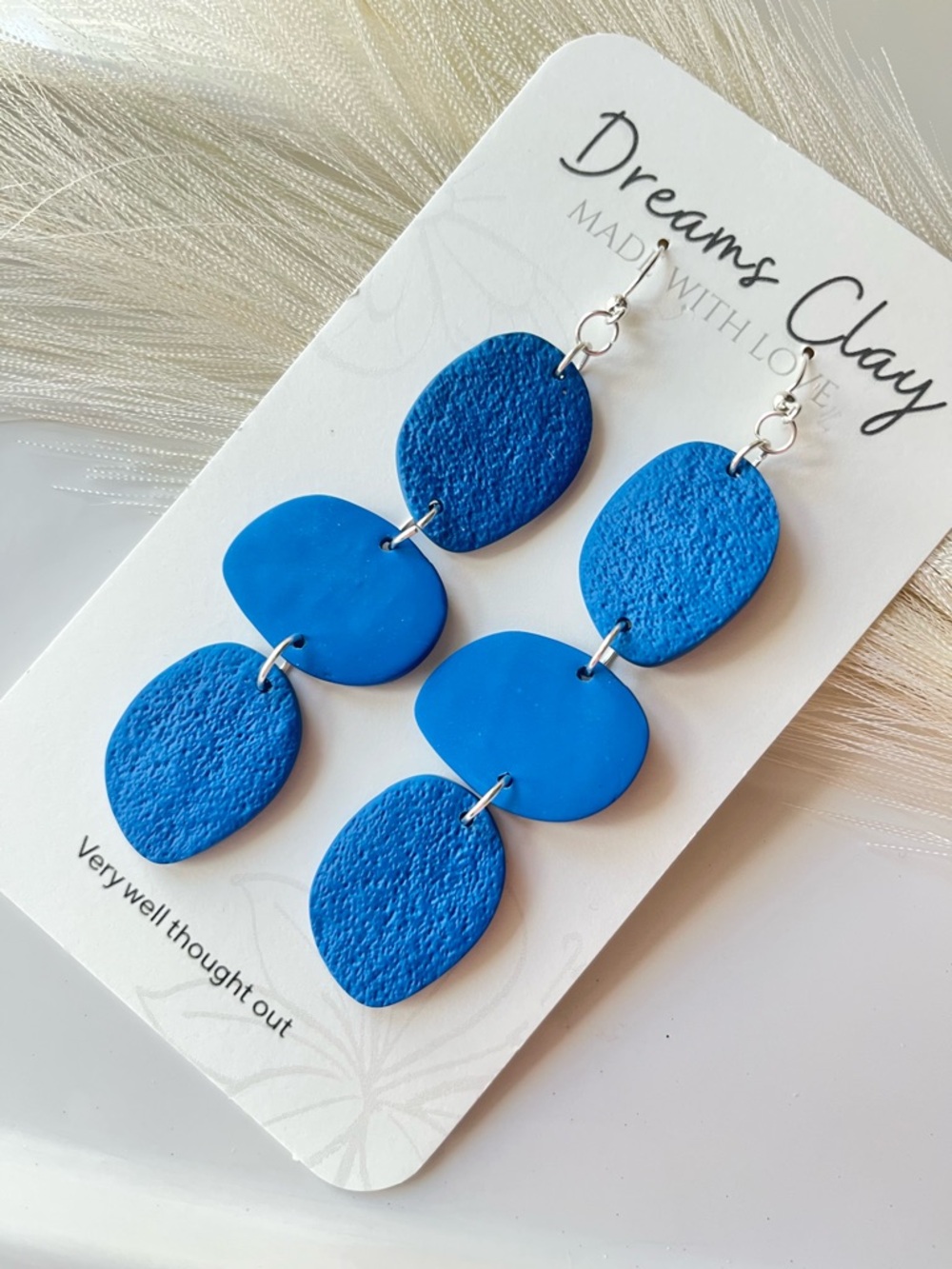 Blue Textured Dangle Earrings